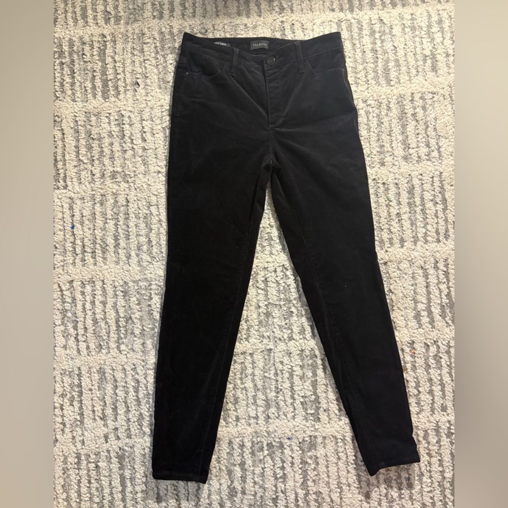 Talbots black corduroy jegging skinny pants straight leg size 2 - Picture 3 of 5